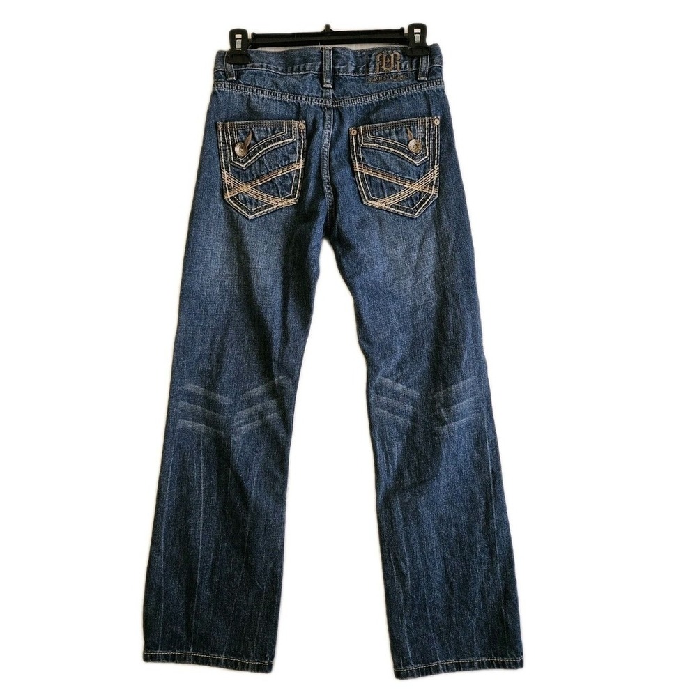 Request Jeans Denim Boys 12 Blue Straight Leg Heavy Stitching Contrast Pocket